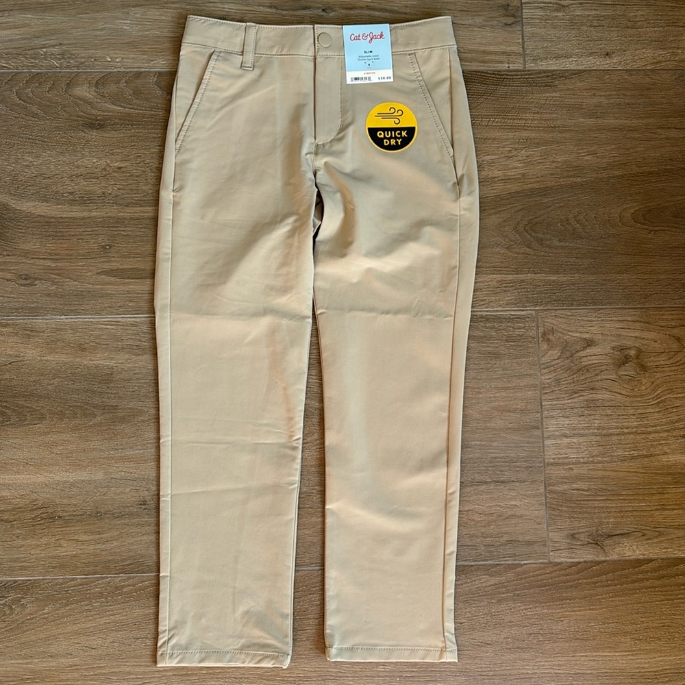 NWT Boys size 8 quick dry stretch slim fit khaki - Cat & Jack